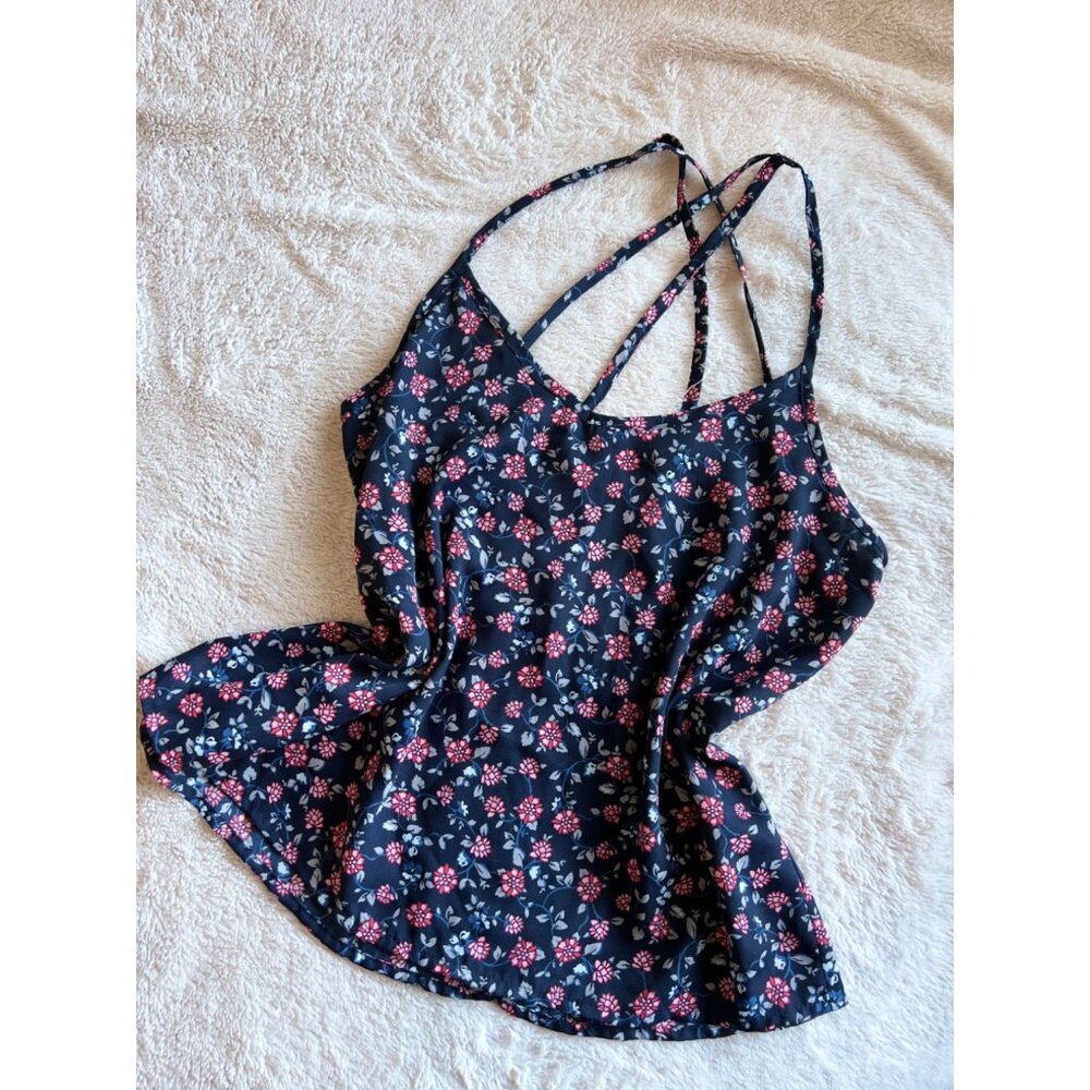 Hollister Blue Floral Tank Top Size Small